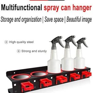 Ggeresulie Spray Bottle Storage Rack Abrasive Wall-Mounted Rail shelf Car Beauty Shop Accessory Display Auto Cleaning Detailing Tools Organizer For Wall Mounted, blackï¼Œred, ‎22 x 4.7 x 5 inches