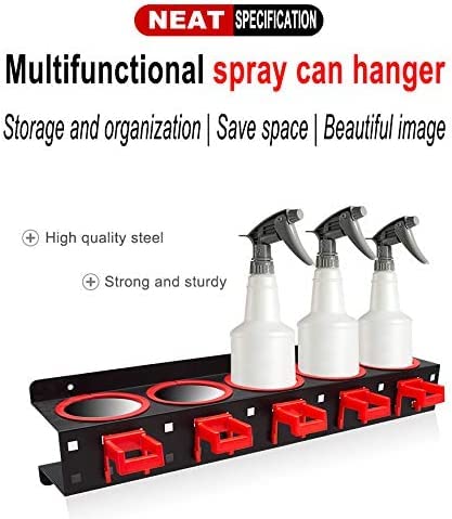 Ggeresulie Spray Bottle Storage Rack Abrasive Wall-Mounted Rail shelf Car Beauty Shop Accessory Display Auto Cleaning Detailing Tools Organizer For Wall Mounted, blackï¼Œred, ‎22 x 4.7 x 5 inches