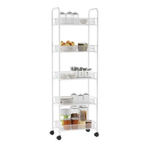 Lavish Home 5-Tiered Narrow Rolling Storage Shelves - Mobile Space Saving Utility Organizer Cart for Kitchen, Bathroom, Laundry, Garage or Office