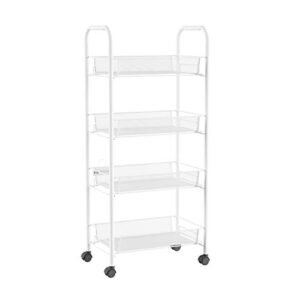 lavish home 4-tiered narrow rolling storage shelves - mobile space saving utility organizer cart for kitchen, bathroom, laundry, garage or office