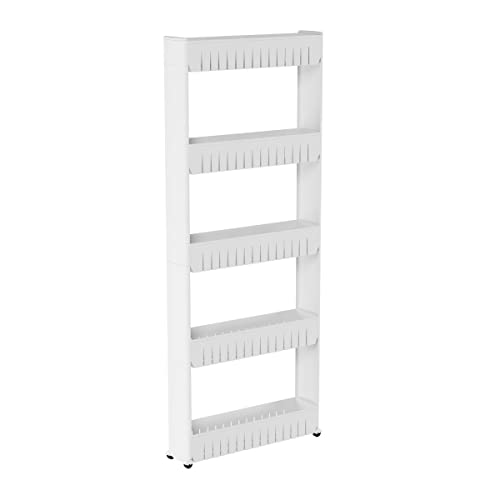 Lavish Home Slim Slide Out 5 Tier Storage Tower with Wheels