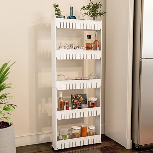 Lavish Home Slim Slide Out 5 Tier Storage Tower with Wheels