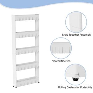 Lavish Home Slim Slide Out 5 Tier Storage Tower with Wheels