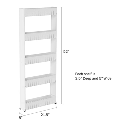 Lavish Home Slim Slide Out 5 Tier Storage Tower with Wheels