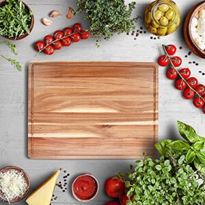 Cibeat Extra Large Wood Cutting Board 24 x 18 Inch, 1.2 Inches Thick Butcher Block, Reversible Wooden Kitchen Block, over Stove Cutting Board, with Side Handles and Juice Grooves