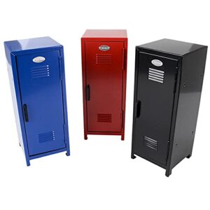 howboutdis brightly colored mini metal locker for kids, comes with a lock and key, 1 per order, assorted colors, ages 3+