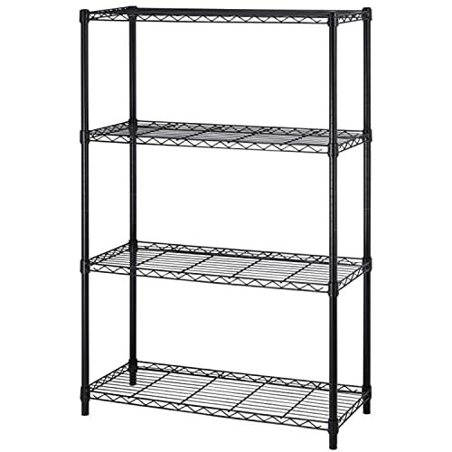 Lucky Shop 4-Shelf Shelving Storage Unit Heavy Duty Metal Organizer Wire Rack, Unit Storage Shelves Metal with Leveling Feet, Height Adjustable Heavy Duty Shelving Rack, for Storage