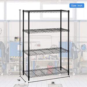 Lucky Shop 4-Shelf Shelving Storage Unit Heavy Duty Metal Organizer Wire Rack, Unit Storage Shelves Metal with Leveling Feet, Height Adjustable Heavy Duty Shelving Rack, for Storage