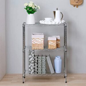 BNSPLY 3 Tier Wire Shelving Unit, Adjustable Wire Rack, Metal Storage Shelves for Kitchen, Pantry, Laundry, Bathroom, Closet (13.5" D x 23" W x 31.5" H, Chrome)