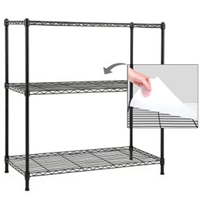 catalina creations efine 3-shelf shelving unit with 3-shelf liners, adjustable rack, steel wire shelves and storage for kitchen and garage (36w x 16d x 36h)