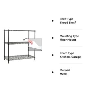 Catalina Creations EFINE 3-Shelf Shelving Unit with 3-Shelf Liners, Adjustable Rack, Steel Wire Shelves and Storage for Kitchen and Garage (36W x 16D x 36H)