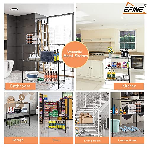 Catalina Creations EFINE 3-Shelf Shelving Unit with 3-Shelf Liners, Adjustable Rack, Steel Wire Shelves and Storage for Kitchen and Garage (36W x 16D x 36H)