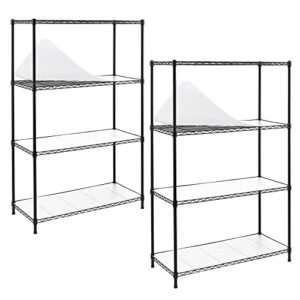 efine 2-pack 4-shelf shelving unit with shelf liners set of 4, adjustable rack unit, steel wire shelves, shelving units and storage rack for kitchen and garage (35.5w x 15.8d x 54h)