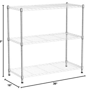 Catalina Creations EFINE 3-Shelf Chrome Shelving Unit with 3-Shelf Liners, Adjustable Rack, Steel Wire Shelves Storage for Kitchen and Garage (36W x 16D x 36H)