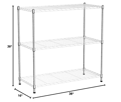 Catalina Creations EFINE 3-Shelf Chrome Shelving Unit with 3-Shelf Liners, Adjustable Rack, Steel Wire Shelves Storage for Kitchen and Garage (36W x 16D x 36H)