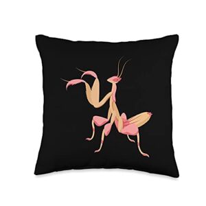 praying mantis bug & insect outfit pink praying mantis bug & insect throw pillow, 16x16, multicolor