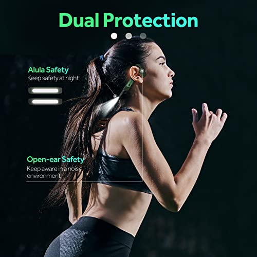 mojawa Open-Ear Bone Conduction Headphones- Wireless Microphones Headsets w/ 5.0 Bluetooth Echo Cancellation IP67 Sweatproof Workouts Earphones for Sports Running Hiking Cycling Office Meeting(Green)