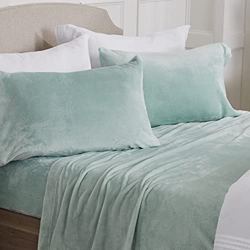 NY Loft Ultra Soft Micro Fleece Sheets Set with Extra Deep Pockets | Extra Soft Velvet Fleece Sheet Set | Super Plush Polar Fleece | Velvet Plush Cozy Warmth | Tribeca Collection (Queen, Surf)