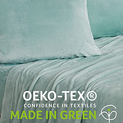 NY Loft Ultra Soft Micro Fleece Sheets Set with Extra Deep Pockets | Extra Soft Velvet Fleece Sheet Set | Super Plush Polar Fleece | Velvet Plush Cozy Warmth | Tribeca Collection (Queen, Surf)