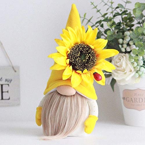 MACLARONX 2 Pcs Sunflower Gnomes Spring Summer Gnome Home Decorations Elf Plush Faceless Dolls Swedish Tomte Nisse Ornaments Holiday Party Scandinavian Rustic Dwarf Figurines