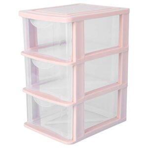 yardwe 1pc drawer organizer 3 layers drawer storage cabinet pink frame with clear drawers plastic multi- storage box pink