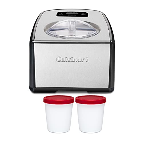 Cuisinart ICE-100 Compressor Ice Cream and Gelato Maker Bundle with Freezer Storage Containers (2-Pack) (2 Items)