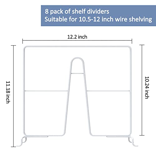 Hmdivor 8 Pack Wire Shelf Dividers Steel Closet Dividers and Separator for Organization, Shelves and Storage in Cabinet, Kitchen, Bedroom and Office