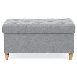 nicehill 2022 upgraded 30 inches storage ottoman with non-skid wooden legs, 80l ottoman with storage for living room,bedroom & entryway, foot rest, load 350lbs (elegant grey)