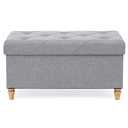 Nicehill 2022 Upgraded 30 Inches Storage Ottoman with Non-Skid Wooden Legs, 80L Ottoman with Storage for Living Room,Bedroom & Entryway, Foot Rest, Load 350lbs (Elegant Grey)