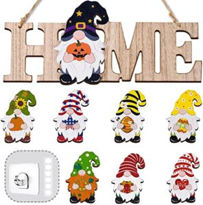 littlefox 3d gnome interchangeable seasonal welcome sign (upgrade designed) diy with 8pcs detachable magnet holiday icons, great for rustic farmhouse decor or housewarming gift.
