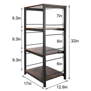 Metal Utility Rolling Carts Kitchen Microwave Storage Racks on Wheels Standing Shelf Unit for Home Office Bedroom Drom Apartment(Wood Tray)