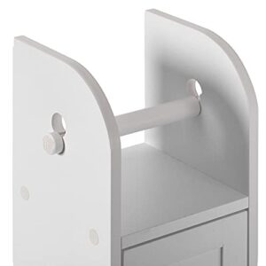 Small Bathroom Toilet Paper Roll Holder with Storage Cabinet and Extra Slot for Tissue Roll, White