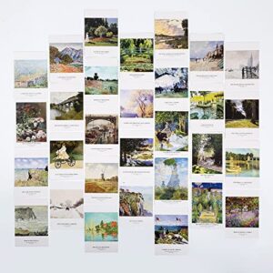 claude monet art postcards, famous painting modern artwork post cards bulk pack(30 pack), vintage aesthetic picture wall collage, postcards poster for school students teacher thank you note cards