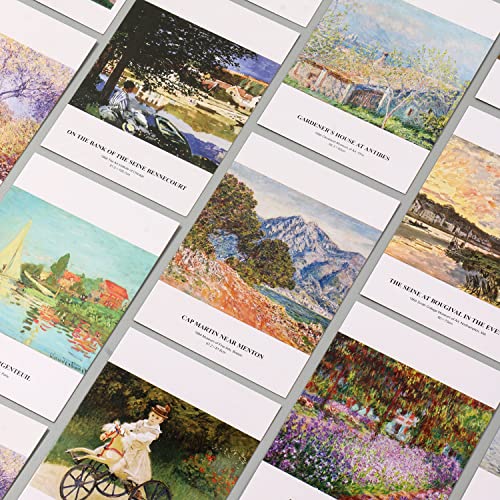 Claude Monet Art Postcards, Famous Painting Modern Artwork Post Cards Bulk Pack(30 Pack), Vintage Aesthetic Picture Wall Collage, Postcards Poster for School Students Teacher Thank You Note Cards