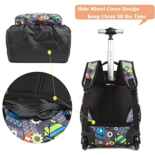 MOHCO Rolling Backpack 16 inch Kids Wheeled School Backpack Set for Boys and Girls