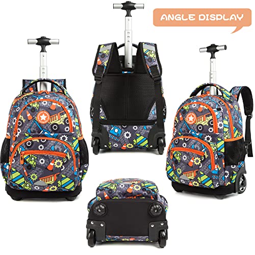 MOHCO Rolling Backpack 16 inch Kids Wheeled School Backpack Set for Boys and Girls