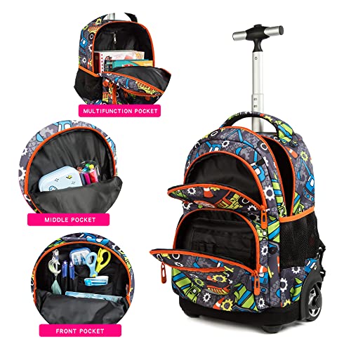 MOHCO Rolling Backpack 16 inch Kids Wheeled School Backpack Set for Boys and Girls