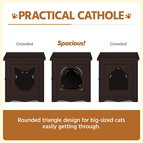 Yaheetech Cat Litter Box Enclosure, Indoor Pet Crate-Hidden Cat House Cat Washroom with Vent Holes & Latch Lock, Pet Furniture Cabinet & Side Table for Living Room,Easy Assemly, Espresso