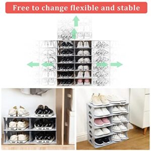 TXALWIQ 6-Tier Shoe Rack,Stackable Storage Organizer for Bedroom Entryway, Adjustable Rack,Shoe Slots Shelf, Easy Clean Tower Rack,Grey