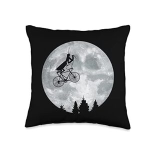 check out my other praying mantis t-shirts praying mantis riding moon bike halloween lunar cycling throw pillow, 16x16, multicolor