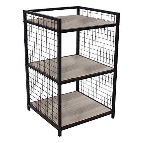 LOYALHEARTDY 3-Shelf Shelving Storage Unit Industrial 3-Tier Storage Rack Metal and Wood Style Bookshelf Multi-Purpose Indoor Garage Storage Organizer Shelves, 21.3" x 21.3"x 34.6" (3-Tier)