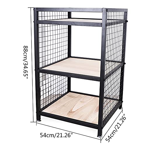 LOYALHEARTDY 3-Shelf Shelving Storage Unit Industrial 3-Tier Storage Rack Metal and Wood Style Bookshelf Multi-Purpose Indoor Garage Storage Organizer Shelves, 21.3" x 21.3"x 34.6" (3-Tier)