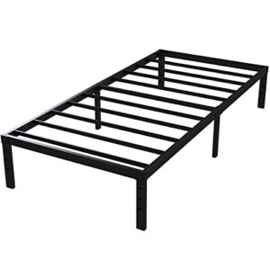 Upcanso 16 Inch Twin Bed Frames No Box Spring Need, Metal Platform Bed Frame Twin Size Heavy Duty Mattress Foundation with 14 Inch Storage, Eassy Assembly 2,500 lbs Steel Slats Support, Black