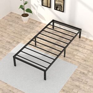 Upcanso 16 Inch Twin Bed Frames No Box Spring Need, Metal Platform Bed Frame Twin Size Heavy Duty Mattress Foundation with 14 Inch Storage, Eassy Assembly 2,500 lbs Steel Slats Support, Black