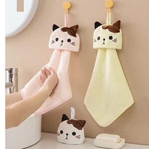 5 Pack Cute Towels with Hanging Loop, Children Hand Towel Animals, Microfiber Coral Fleece Absorbent Hand Towel for Kitchen Bathroom Bedroom (5pcs)