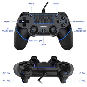 DIANVEN for PS4 Controller Wired for Playstation 4/Pro/Slim and PC Windows 10/8/7 with Double Vibration and Motion Motors for PS4 Wired Controller, Professional USB Controller for PS4 Remote