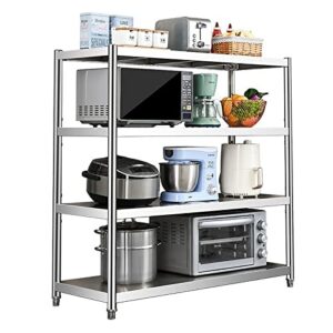 generic xbsm stainless steel shelves 4-tier adjustable shelving unit heavy-duty shelf suitable for kitchen commercial restaurant garage storage 200lb per (35.5l×13.7w inch)