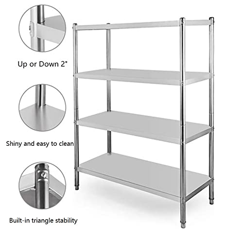 Generic XBSM Stainless Steel Shelves 4-Tier Adjustable Shelving Unit Heavy-Duty Shelf Suitable for Kitchen Commercial Restaurant Garage Storage 200lb Per (35.5L×13.7W inch)