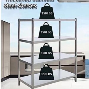 Generic XBSM Stainless Steel Shelves 4-Tier Adjustable Shelving Unit Heavy-Duty Shelf Suitable for Kitchen Commercial Restaurant Garage Storage 200lb Per (35.5L×13.7W inch)