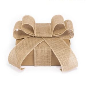 Vitalizart Burlap Ribbon Wired 2.5 in x 20 Yd Beige Natural Jute Ribbon for Gift Wrapping Crafts Christmas Decoration Wreaths
